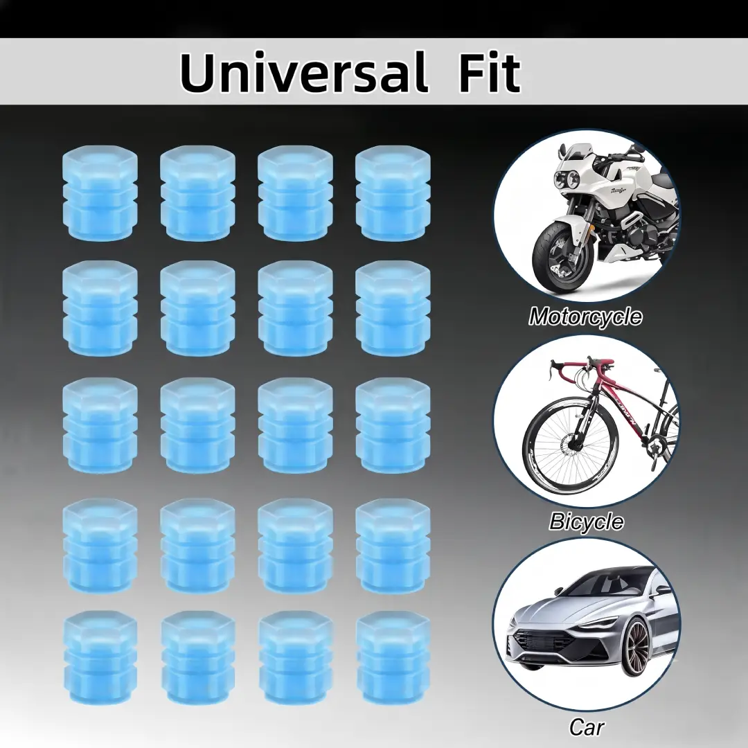 Glow in the Dark Tire Valve Caps Blue Universal 20 Pcs image 3