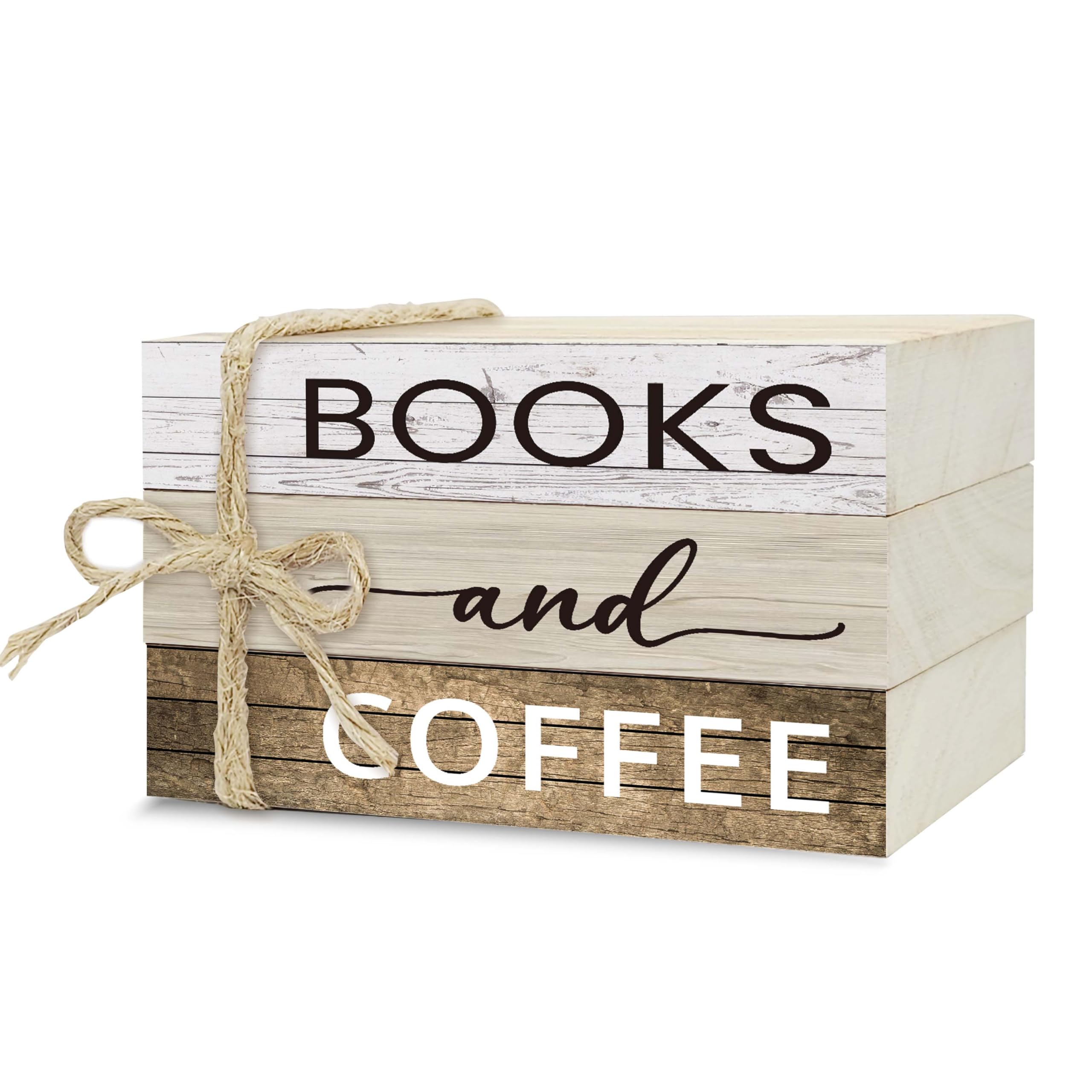 Decorative Books For Home Decor, Wood Book Stack For Table Decor, Books And Coffee Decor Books For Living Room Bookshelf Office Coffee Bar, Farmhouse Stacked Books Decor (L02)
