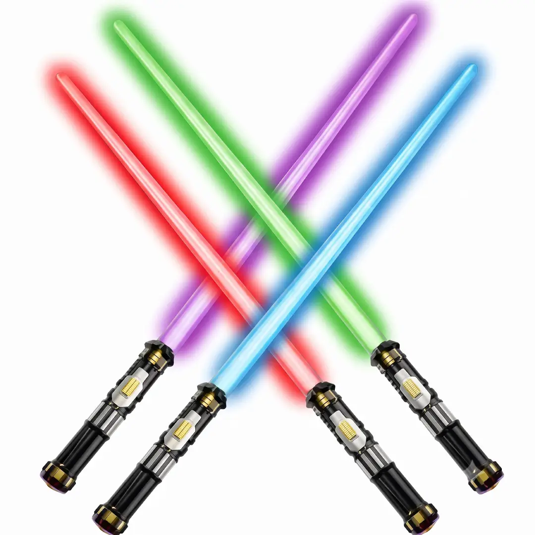 4 Pack Light Up Sword Saber Toys with FX Sound