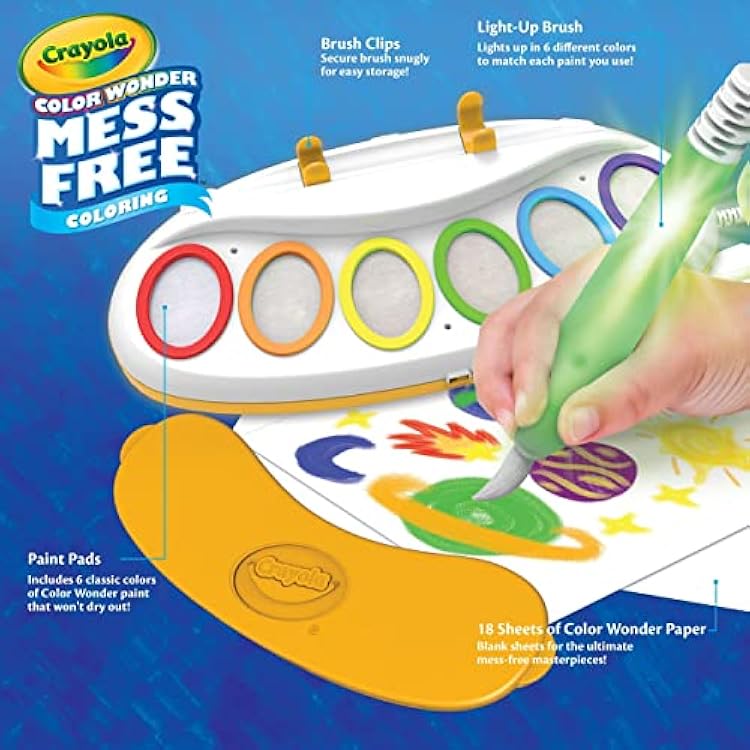 Crayola Color Wonder Magic Light Brush, Mess Free Painting Station for Kids, Easter Basket Essential & Stuffer, Easter Gift for Kids, Toddler Activity Toy, Ages 3+