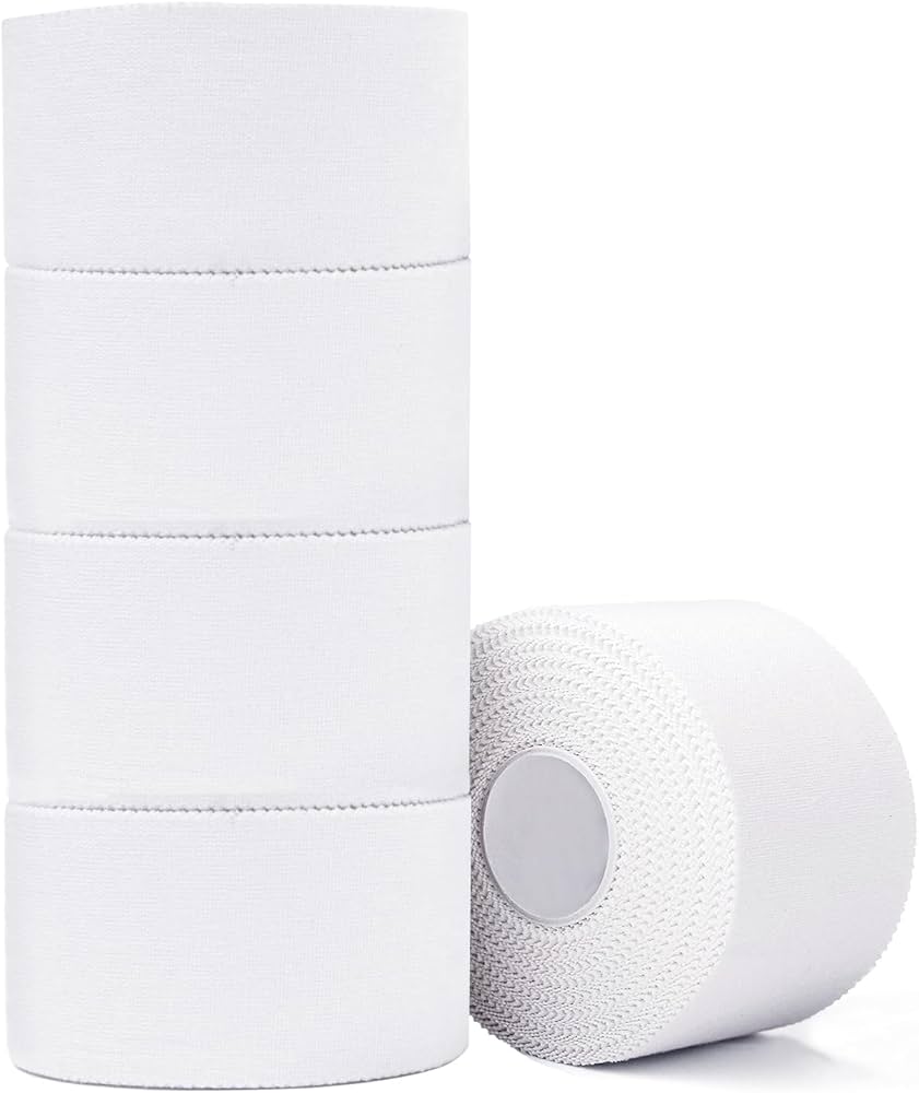 ADMITRY Athletic Tape,5 Pack White Sports Tape,Very Strong No Sticky Residue Wrist Ankle Tape for Gymnastics Boxing Lacrosse Climbing Hockey Bat