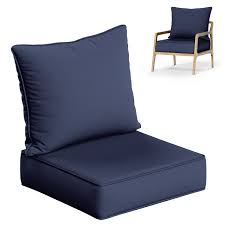 Arden Outdoor Foam Deep Seat Cushion Set, 24x24, Premium High-Density Foam, Never Flattens, Weather-Proof for Patio Chair Sofa Couch, Sapphire Blue Leala