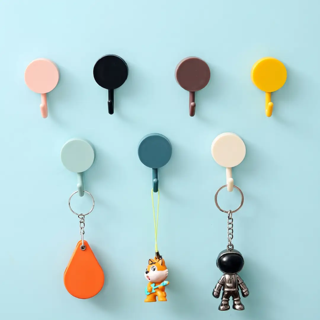 Self-Adhesive Wall Hooks, No-Drill Hanging Hooks for Keys, Clothes, Bags & Towels, Kitchen & Bathroom Organizer image 4