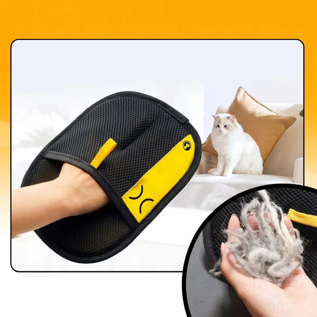 2-in-1 Pet Hair Remover Glove & Lint Roller for Cats & Dogs, Reusable Washable Grooming Tool for Pet Fur Removal image 1