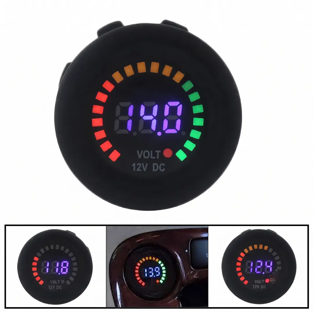 12V Car Digital Voltmeter Gauge Blue LED Display image 3