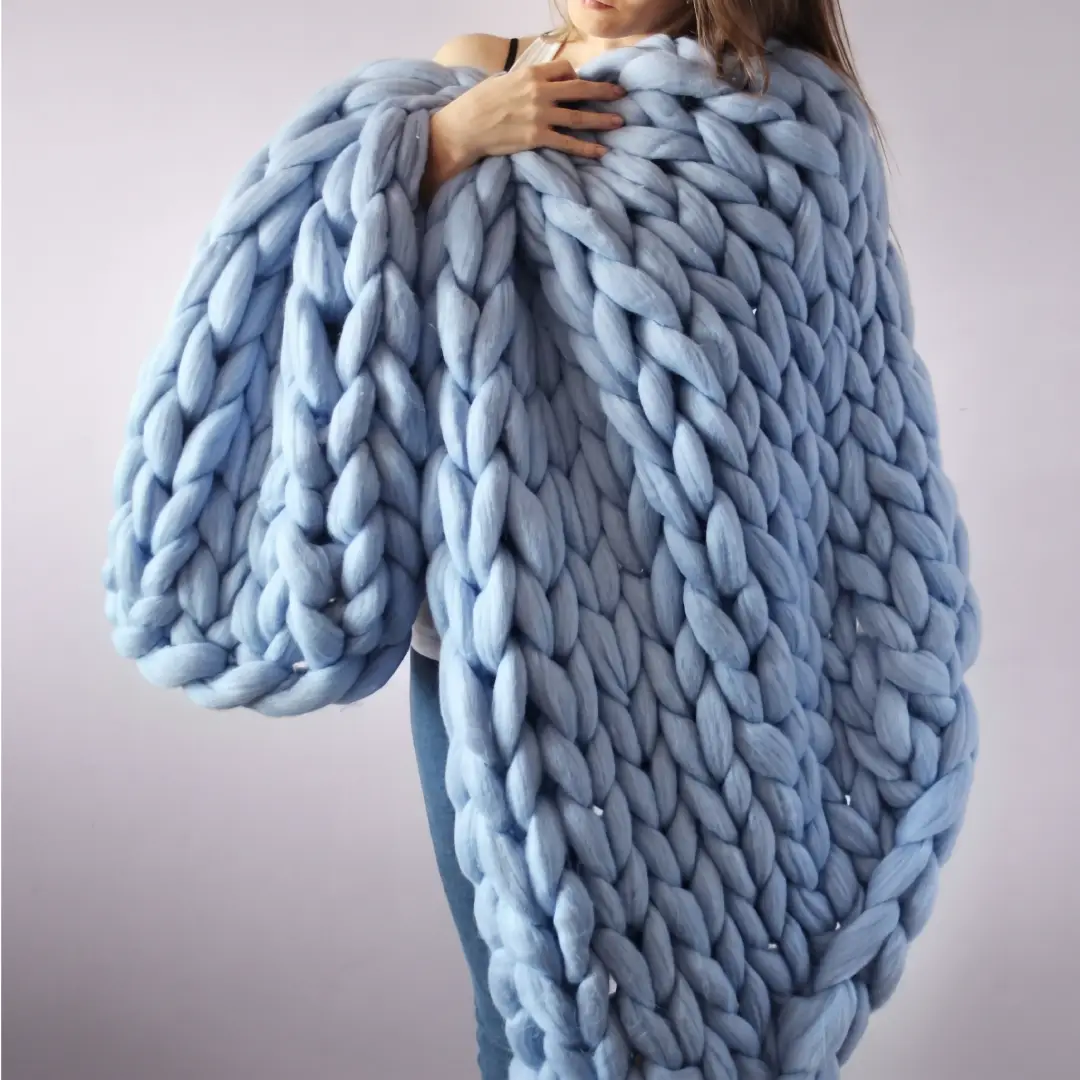 Chunky Knit Throw Blanket 50x60 Soft Chenille Cable Knit Blanket image 4