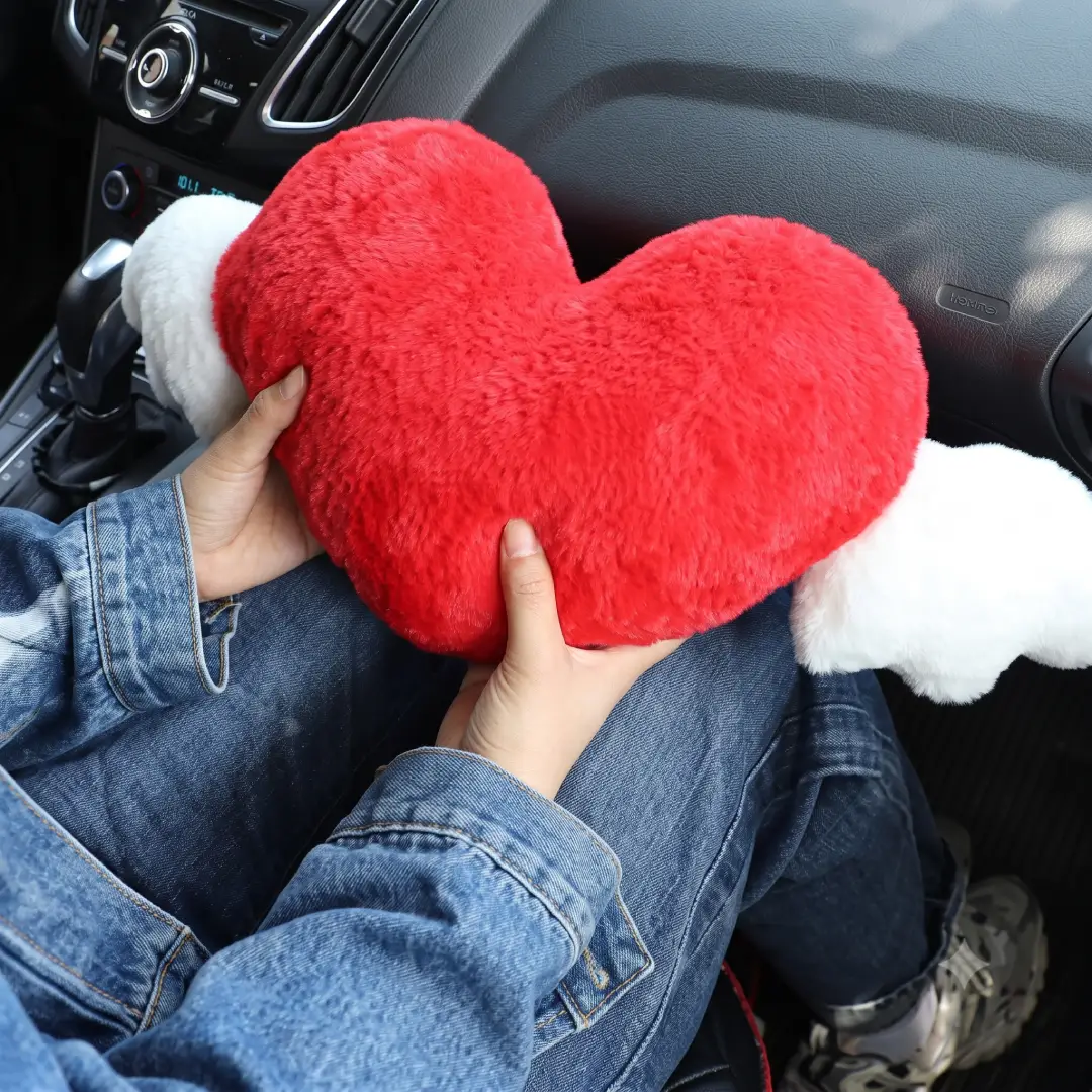 Heart Shaped Car Headrest Pillow with Angel Wings Neck Cushion image 8