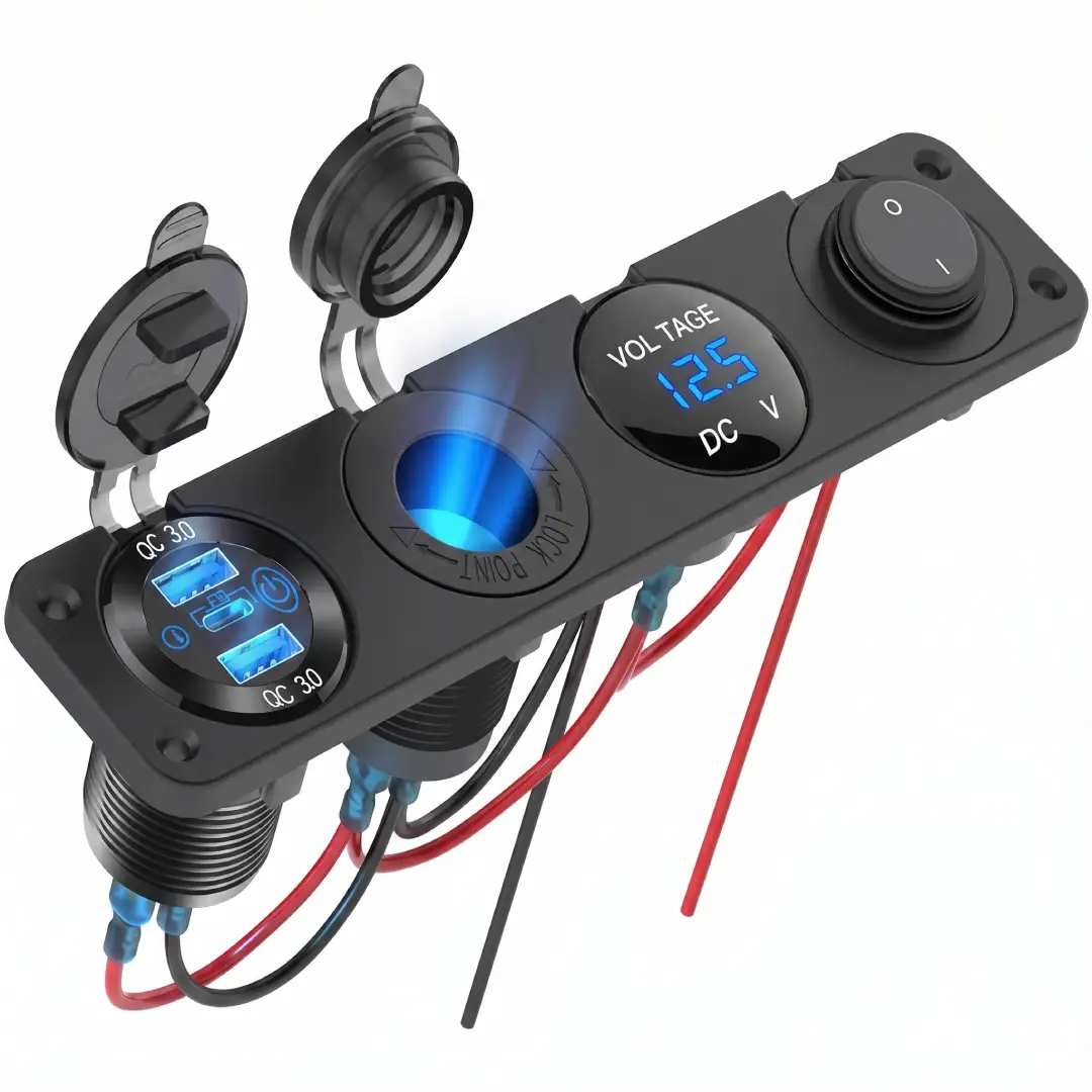 4 in 1 Car Voltmeter USB Charger Adapter with LCD Display image 6