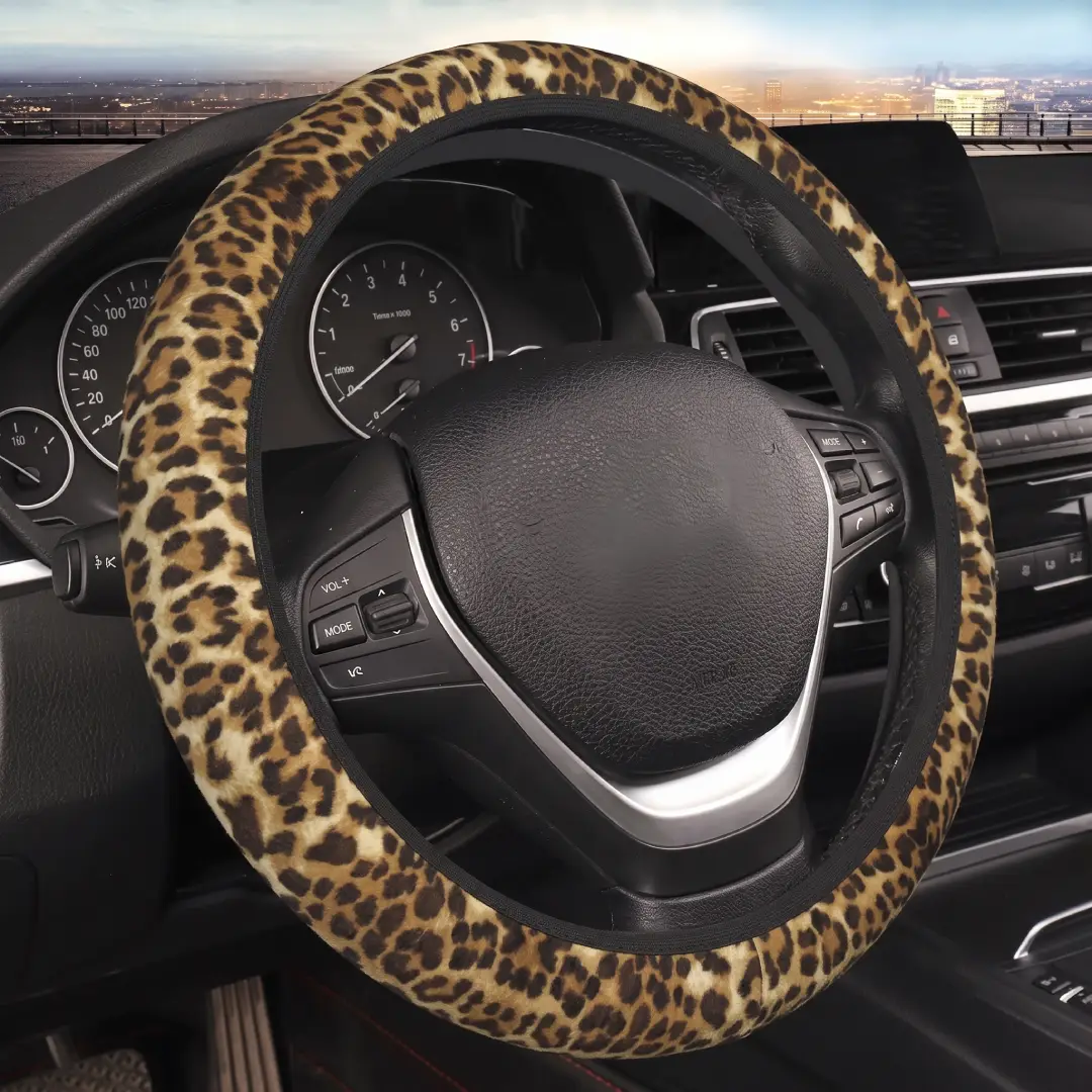 Leopard Print Steering Wheel Cover Universal 15 Inch Non-Slip Neoprene image 3