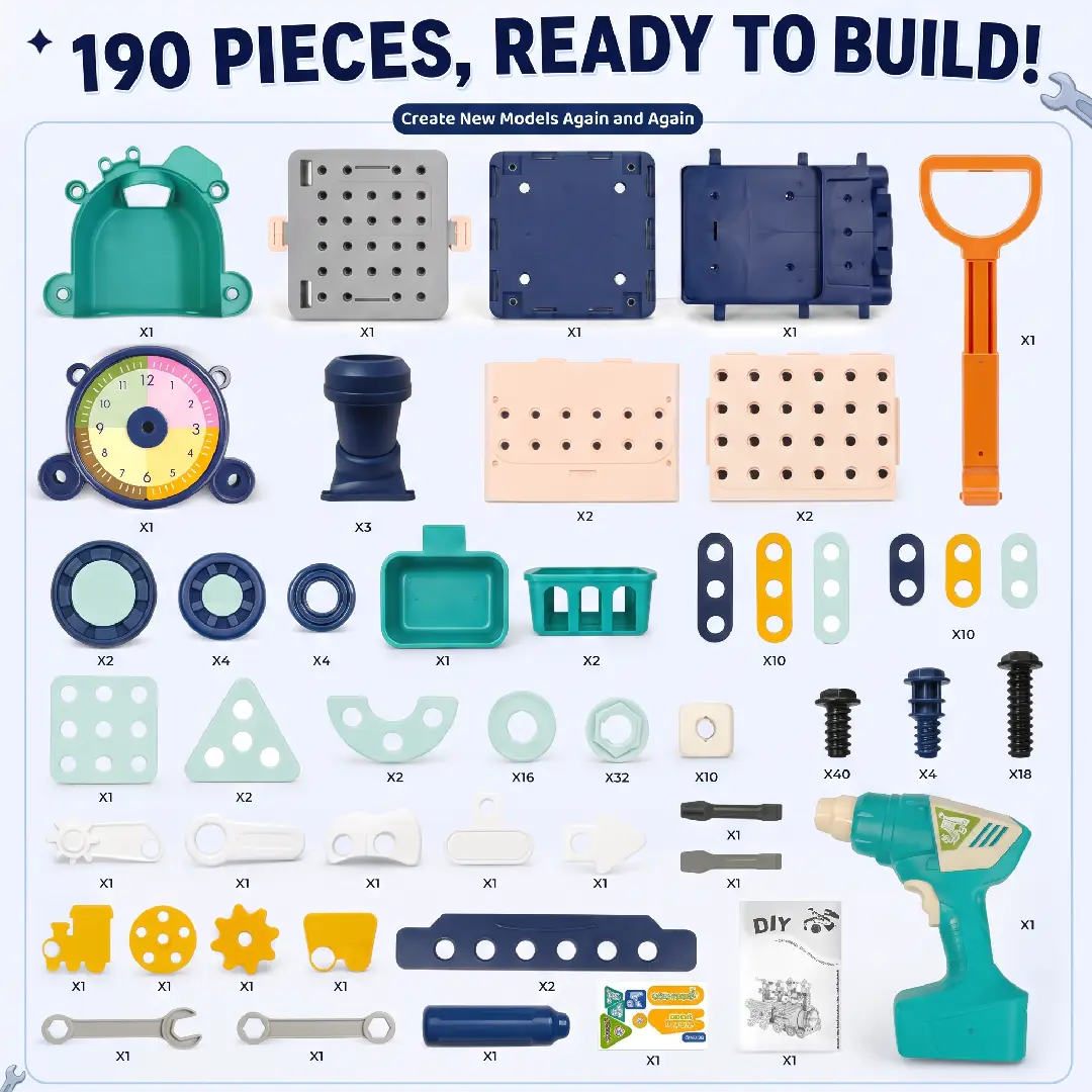 Train Building Set with Toy Drill for Kids image 4