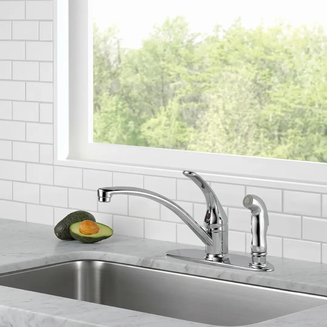 Delta Foundations Chrome Kitchen Faucet with Side Sprayer image 2