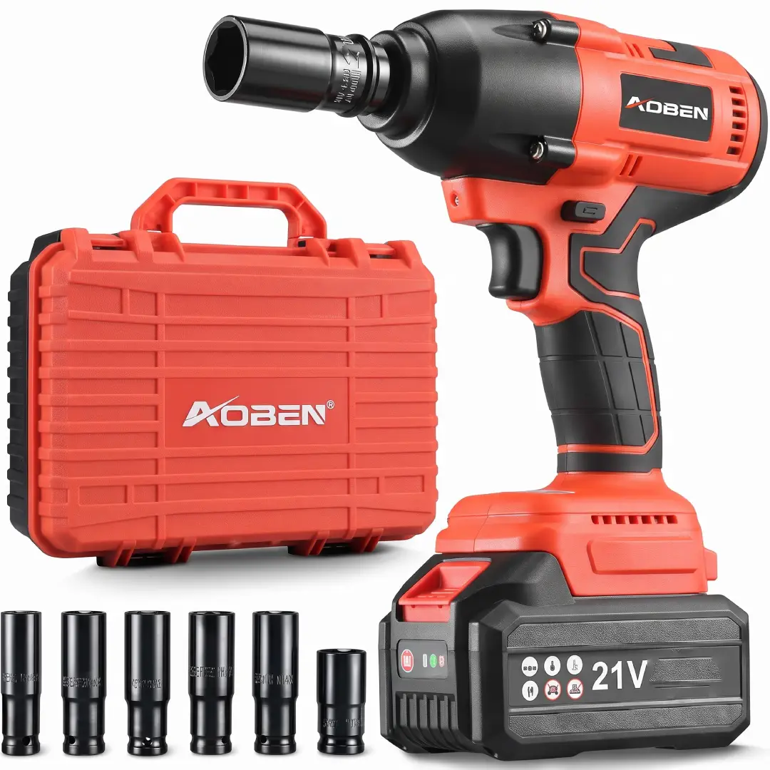 AOBEN Cordless Impact Wrench 1/2 Inch 600Nm Power Impact Gun Kit