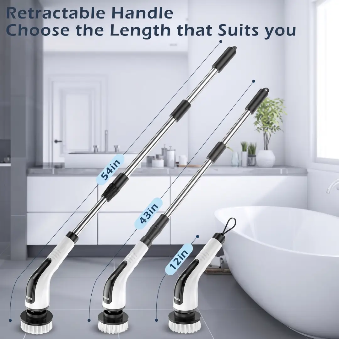Bomves Cordless Electric Spin Scrubber with 8 Brush Heads image 3