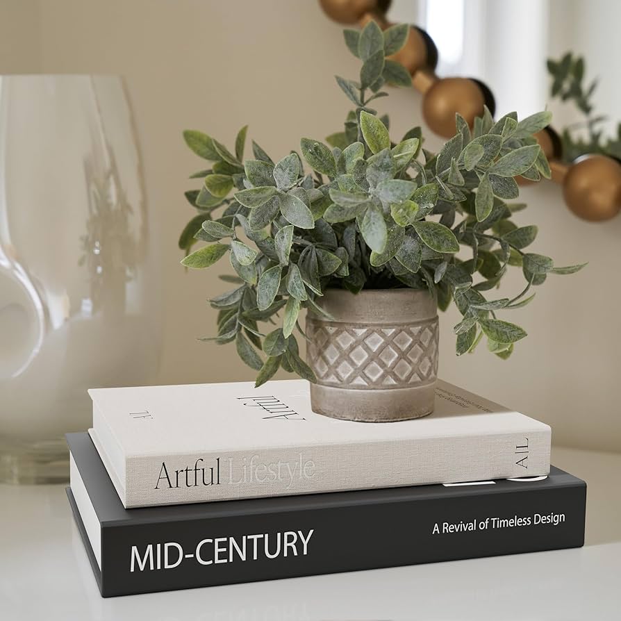 Beautiful Decorative Books - Set of 2 Boxes Enhance Your Coffee Table, Bookshelf or Mantel Shelf Decor - Aesthetic Fake/Faux Books for Modern Home Decoration, Photo Storage and as a Keepsake Box