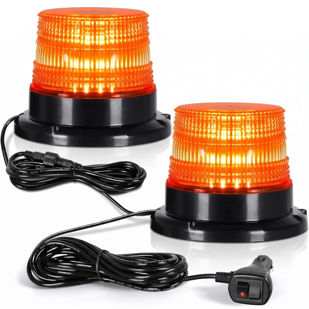 2 Pcs Magnetic LED Warning Beacon Lights Amber Strobe image 3