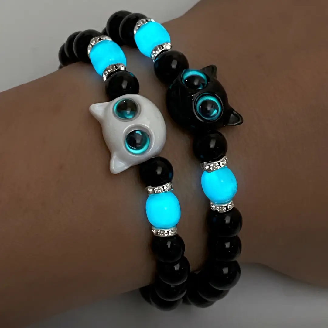 Matching Cat Bracelets for Couples Glow in the Dark Bangles image 2