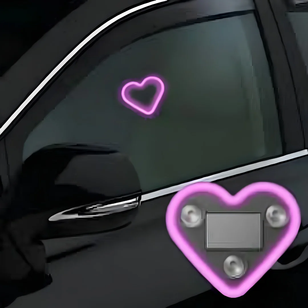 Heart Shaped Car LED Ambient Light Solar Waterproof 2 Pcs image 4