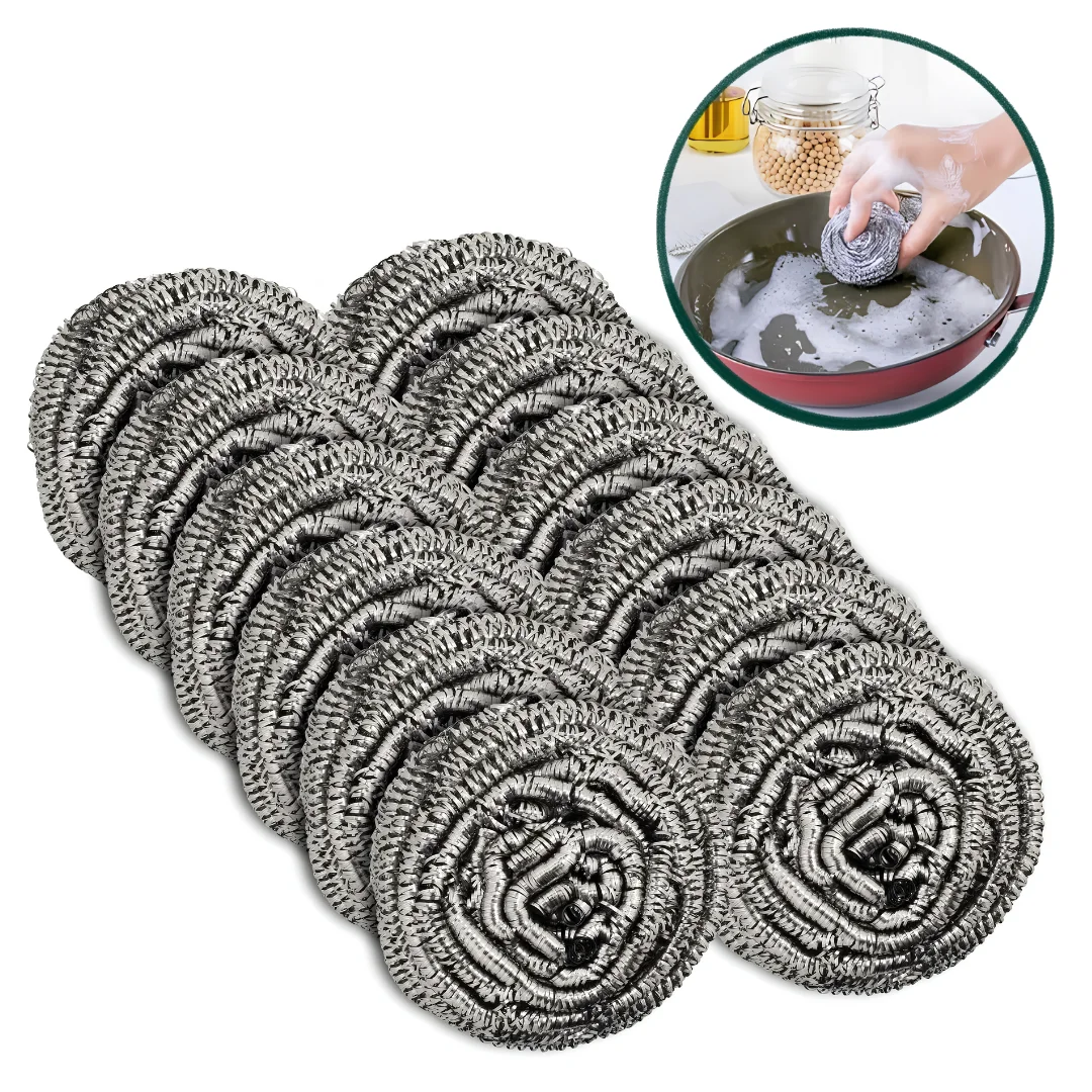 12 Pack Steel Wool Scrubber Pads for Dishes Pots and Pans image 4