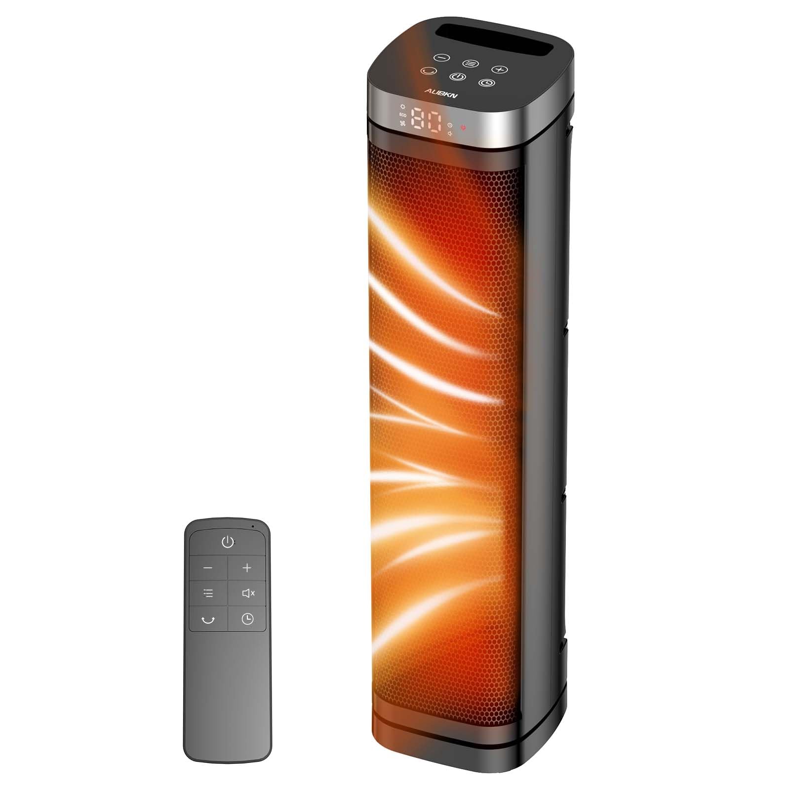 Portable Space Heater, 1500W Ceramic Heating Fan with Thermostat, Remote Control, 3 Heating Modes, 70° Oscillation, Ideal for Office, Home, and Bedroom Use