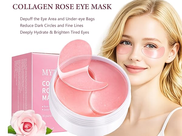 Under Eye Patches– 60 Pcs, Rose Under Eye Masks for Dark Circles, Puffy Eyes, Bags & Wrinkles with Collagen, Revitalize and Moisturize, Cooling and Hydrating, Suitable For Men and Women