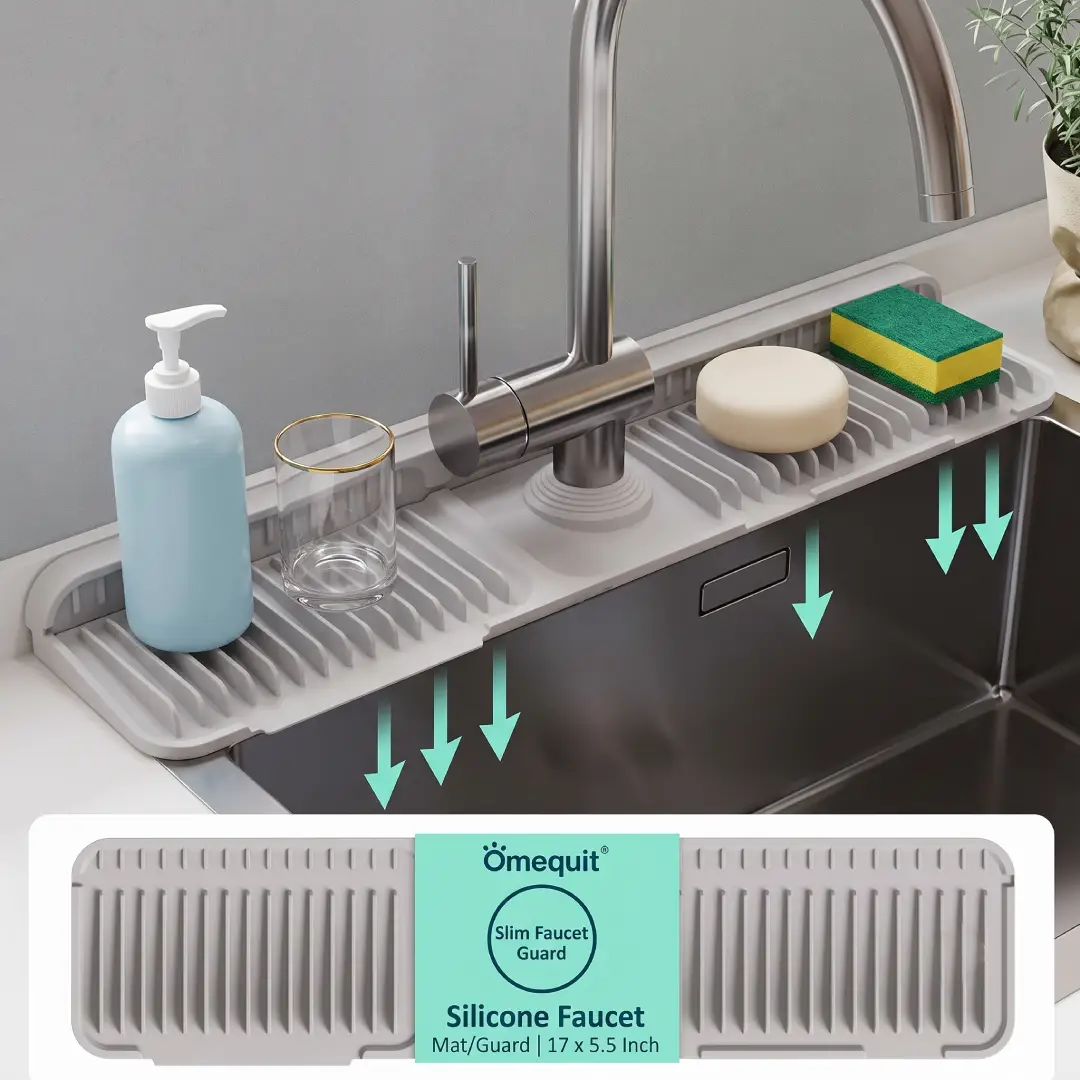 24 Inch Silicone Kitchen Faucet Mat Self Draining Splash Guard image 4