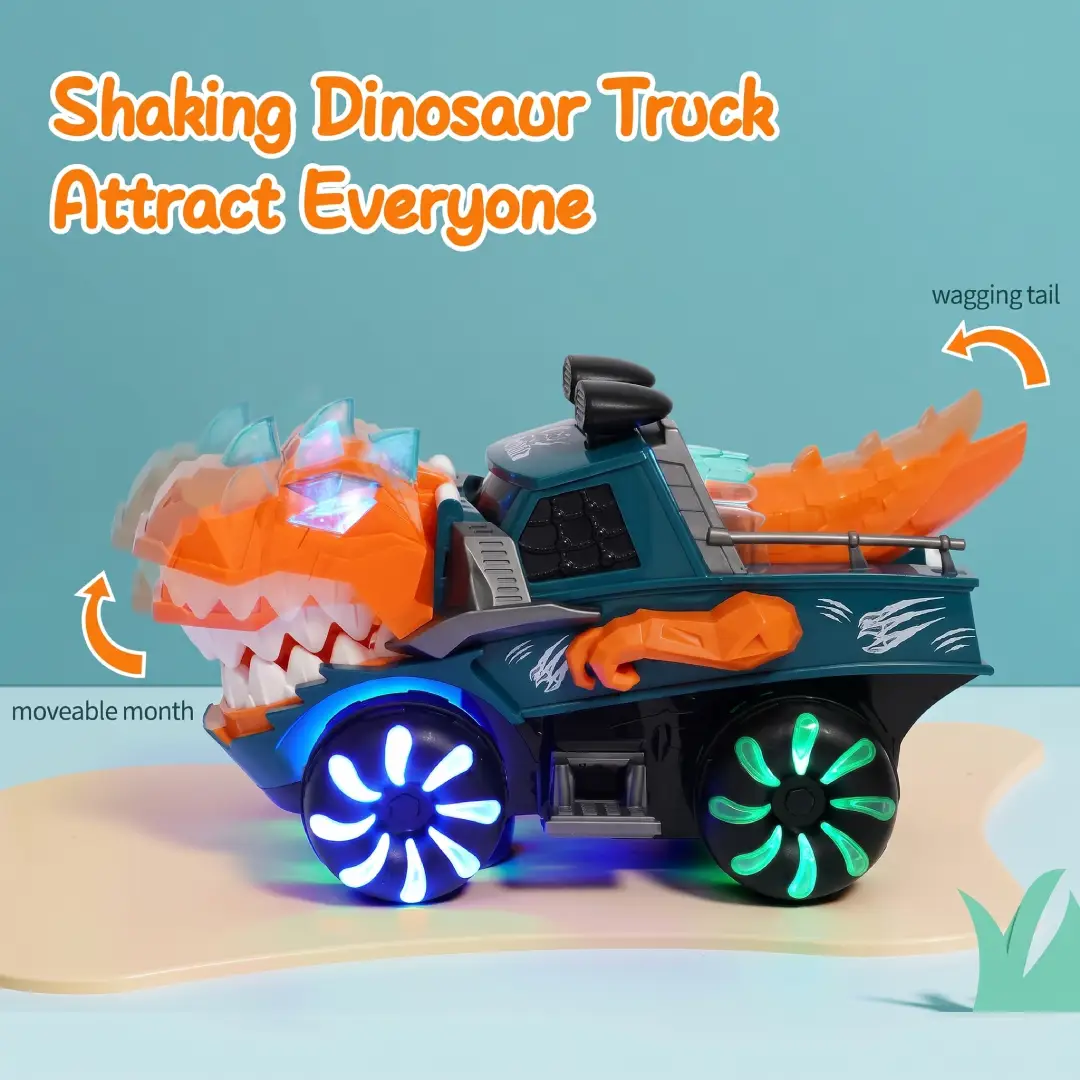 Monster Truck Dinosaur Car Toy with Flashing Lights, Music and Roaring Sounds for Kids Ages 3+ image 2
