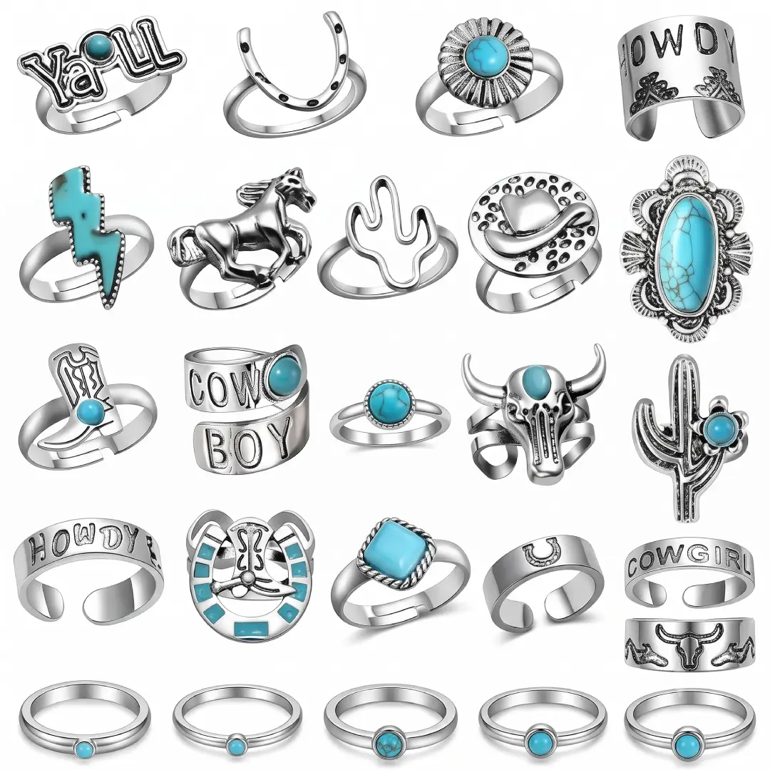 25 Pcs Bohemian Adjustable Stacking Rings Set image 2