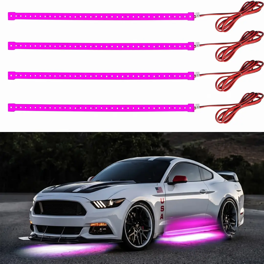 Pink Waterproof Car LED Light Strip 30CM image 2