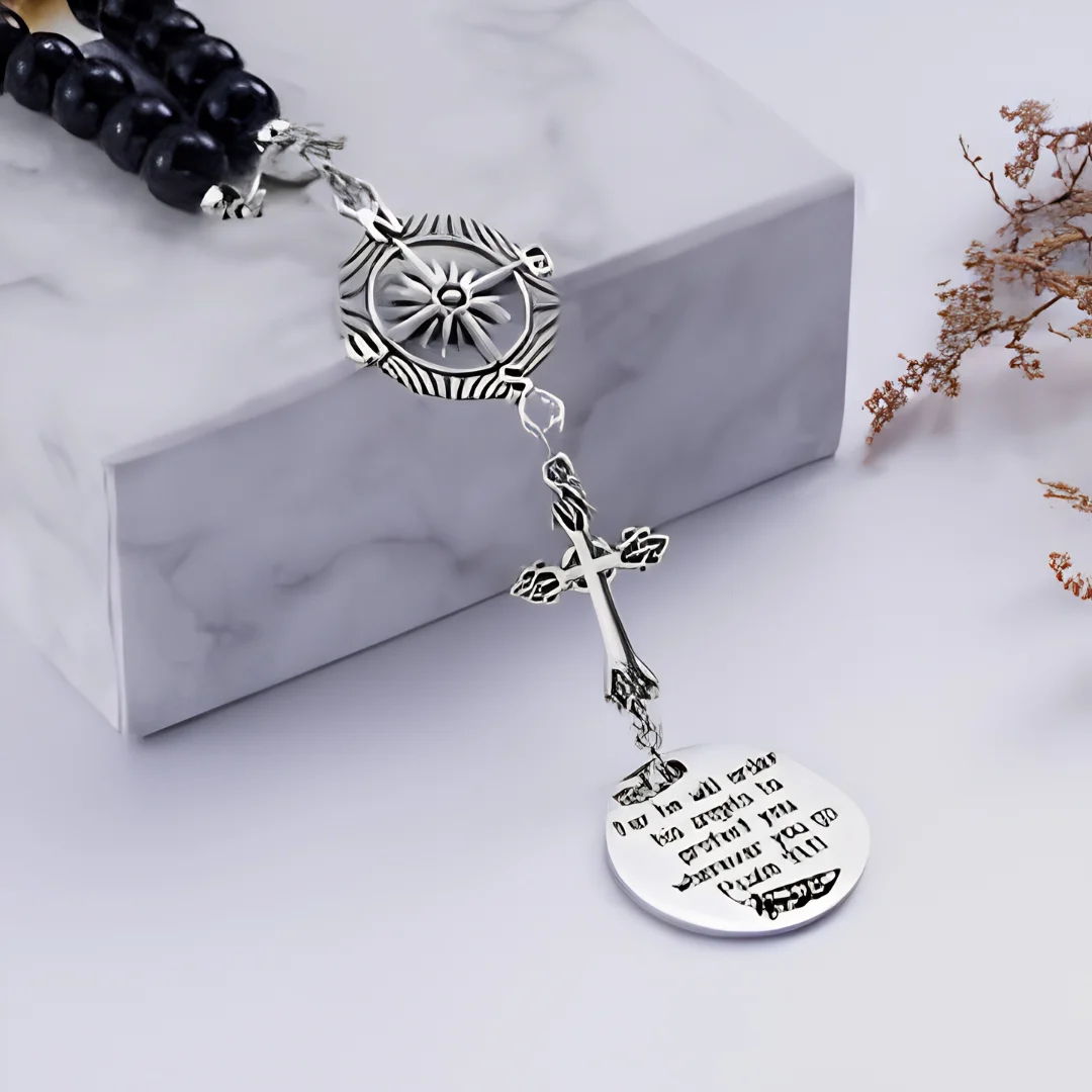 Cross Car Mirror Charm with Guardian Angel Psalm 91:11 image 2