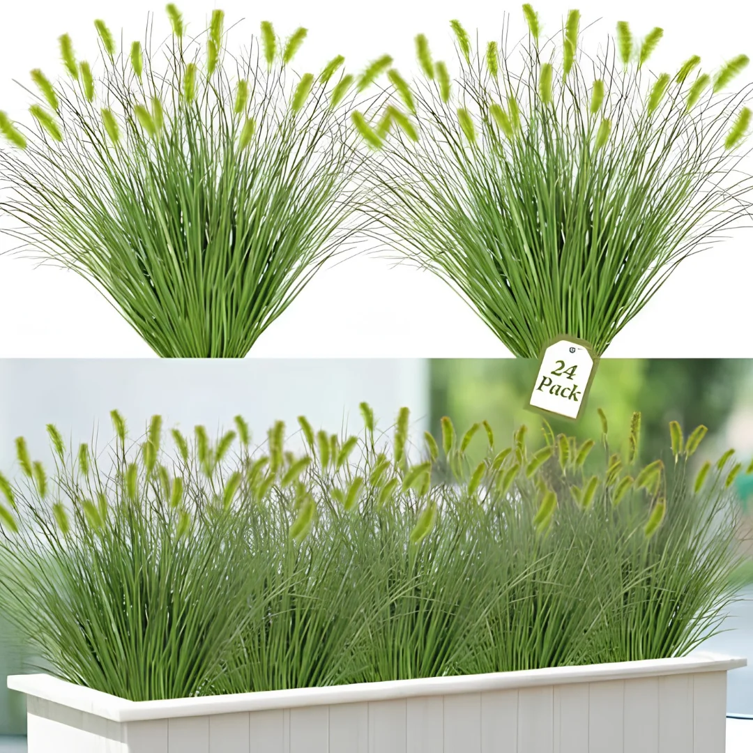 24 Bundles Artificial Onion Grass Plants UV Resistant Faux Shrubs image 3