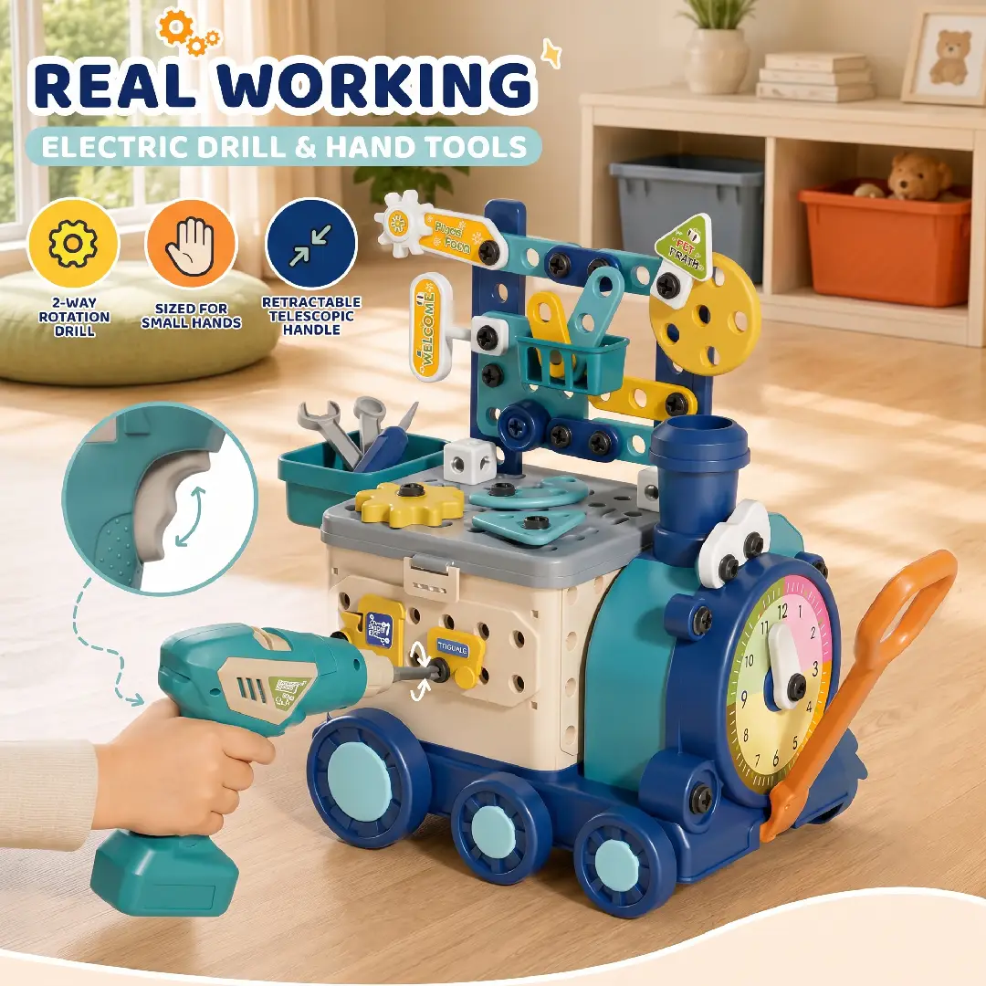 Train Building Set with Toy Drill for Kids image 5
