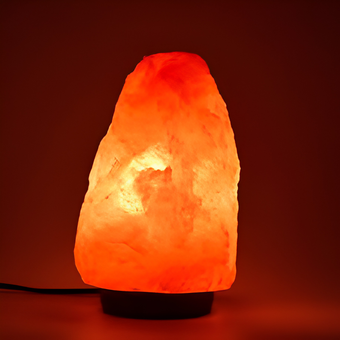 7 Inch Himalayan Salt Lamp with Dimmer Cord and Wood Base