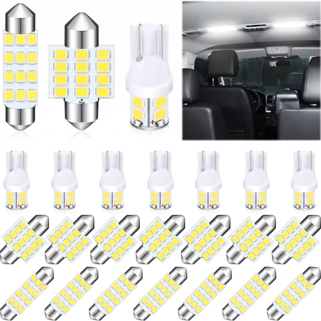 24 Set White Car LED Bulb Kit for Interior and License Lights image 1
