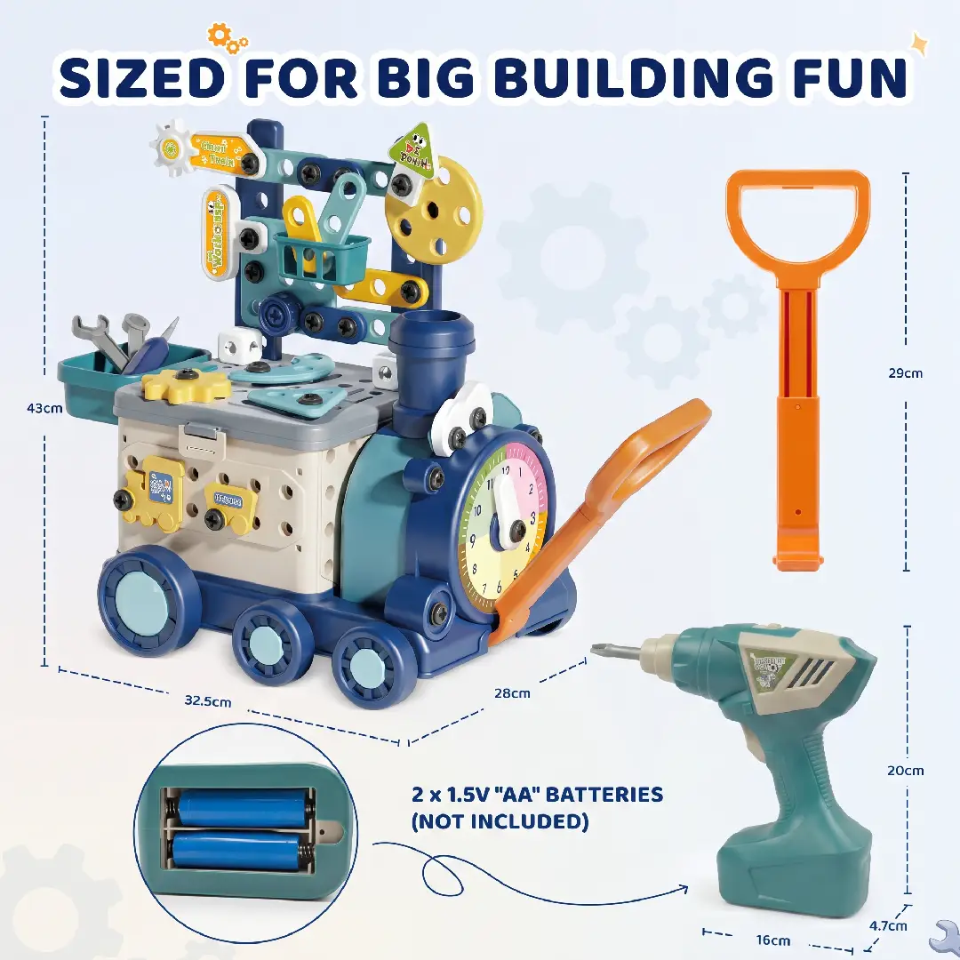 Train Building Set with Toy Drill for Kids image 6