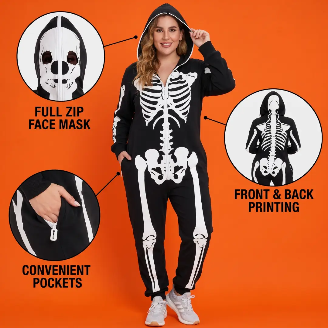 Women’s Skeleton Halloween Jumpsuit Costume – Spooky Party Outfit image 4