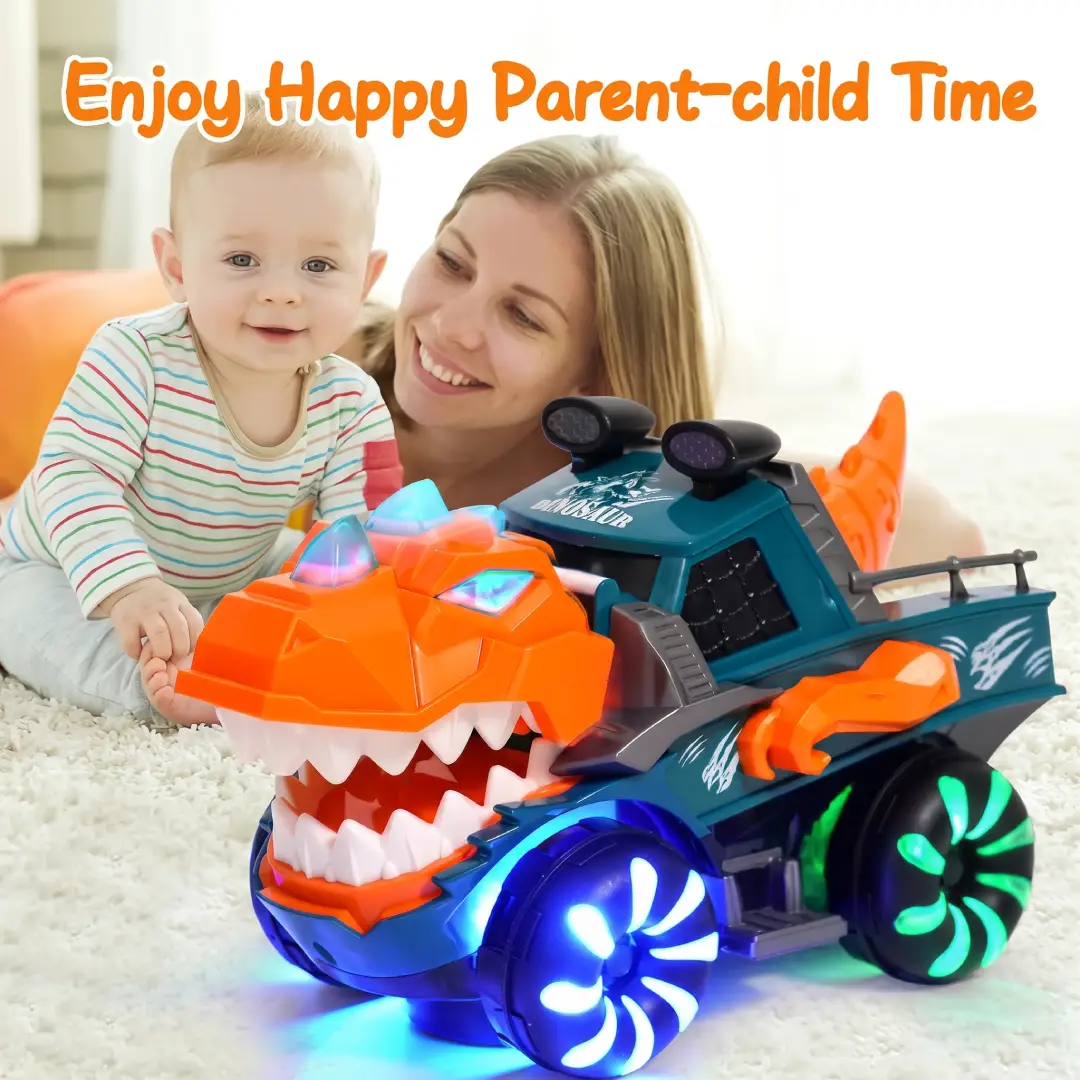 Monster Truck Dinosaur Car Toy with Flashing Lights, Music and Roaring Sounds for Kids Ages 3+ image 4