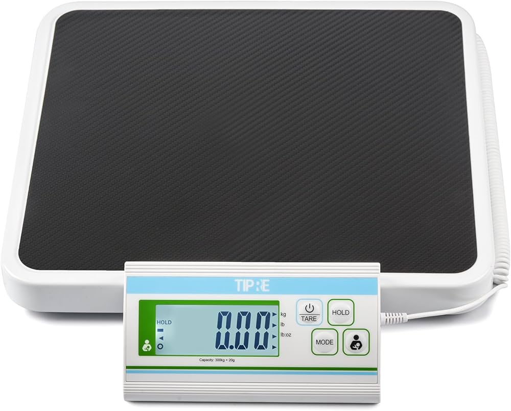 Medical Scale for Body Weight with Digital Display, 660 lb Limit, High Accuracy Medical Grade Floor Scale, Heavy Duty, kg/oz/lb Settings, AC Adapter & Battery Included, Portable Home & Physician Scale