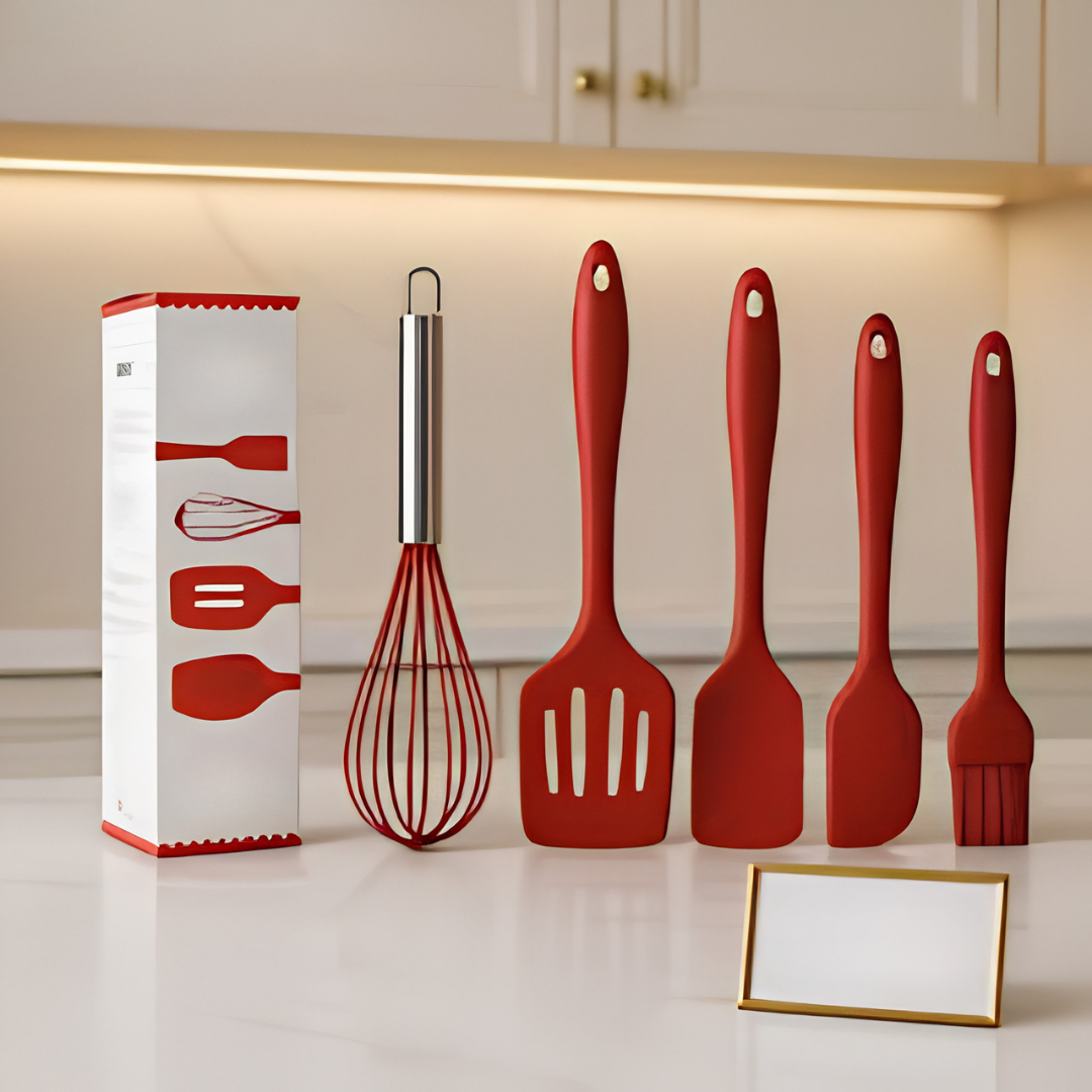 5 Piece Silicone Spatula Set Heat Resistant Kitchen Utensils image 2