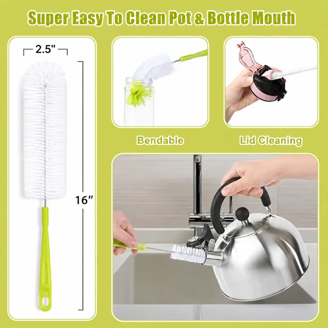 Long Handle Bottle Cleaning Brush Set with Straw and Lid Brushes image 5