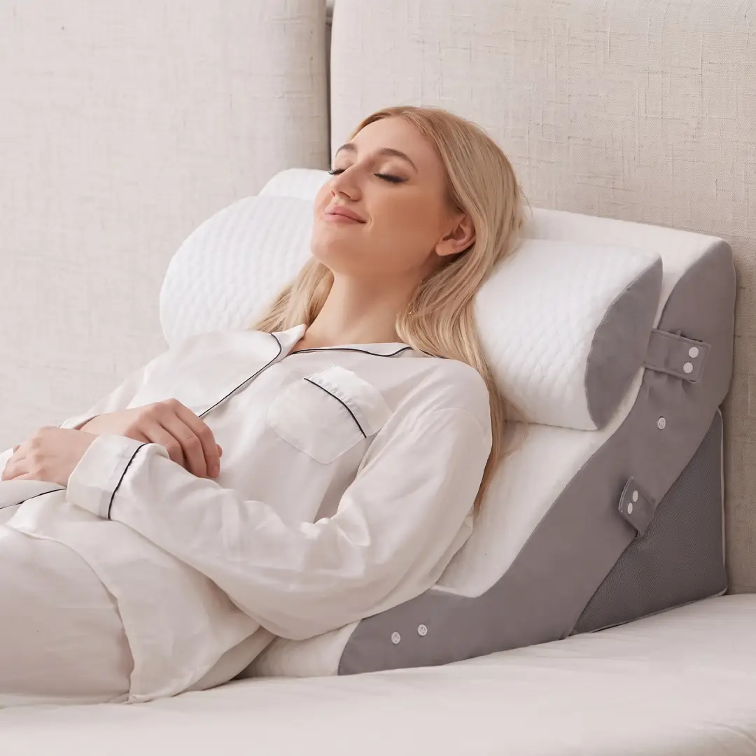 3 Piece Foam Wedge Pillow Set for Bed Sitting and Recovery