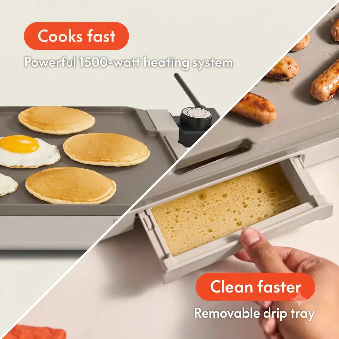 BELLA Electric Griddle with Crumb Tray 10 x 16 image 2
