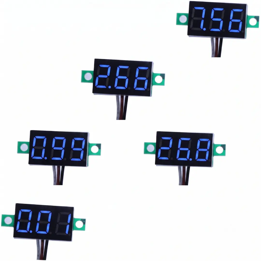 bayite 5 Pack DC 0-30V Mini Digital Voltmeter Gauge