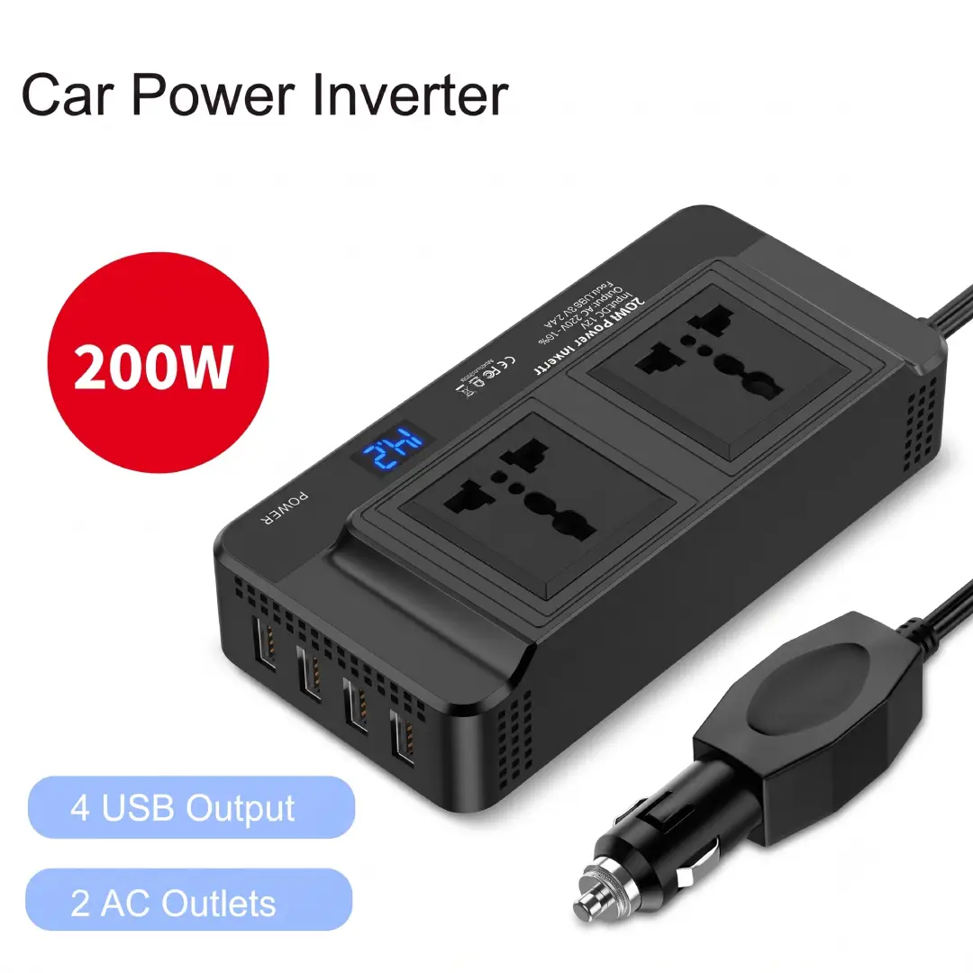 200W Car Power Inverter 12V to 110V AC Outlet with USB-C Charger image 4