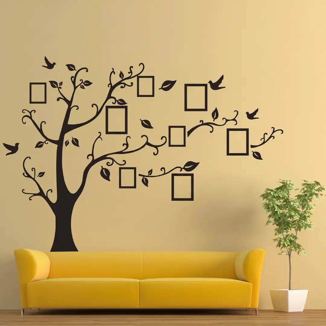 Large Family Tree Photo Wall Decal, PVC Self-Adhesive Tree Mural for Living Room & Home Decor image 4