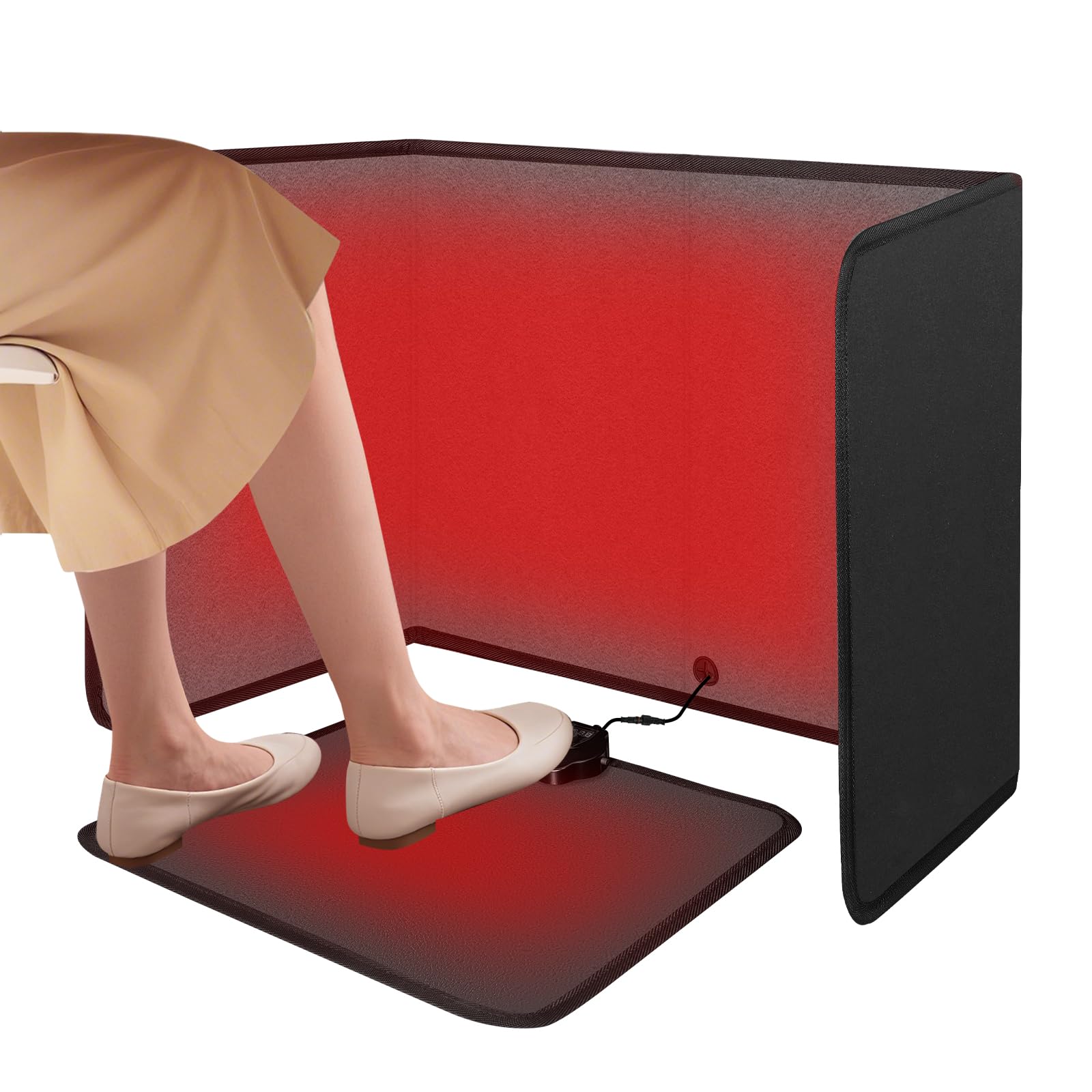 Under Desk Heater Foldable, Quiet Space Heater for Office with Timer, 8 Temp Levels, Auto Shut Off, Energy Efficient, Portable Foot Warmer