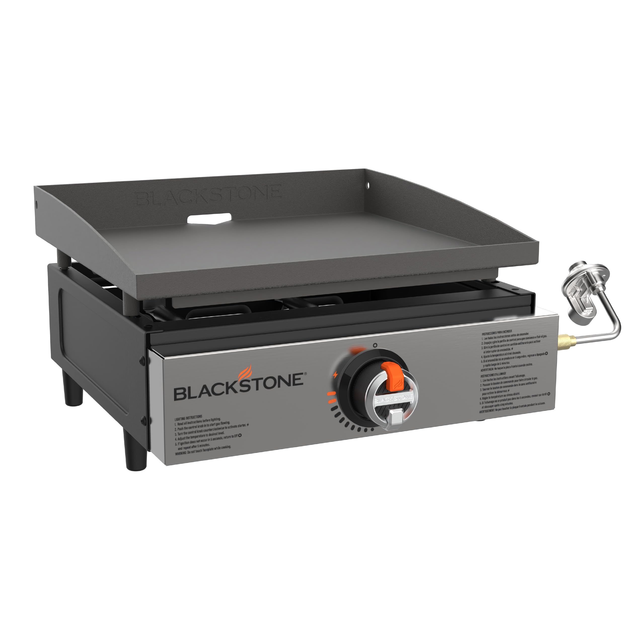 Blackstone 1971 Original 17” Tabletop Griddle with Stainless Steel Front Plate, Powder Coated Steel, Black