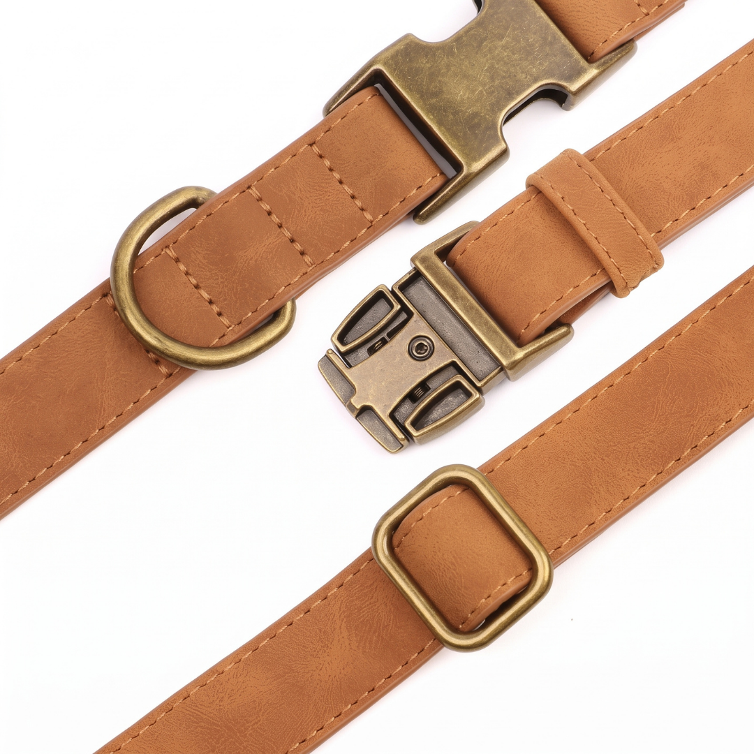 Personalized PU Leather Dog Collar Leash Bag Set image 4