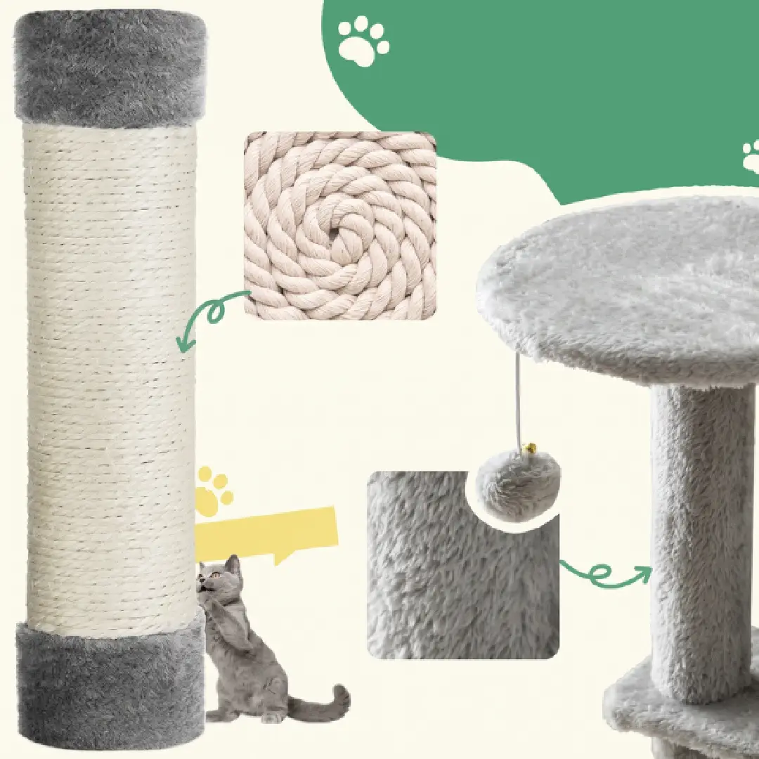 JHK 44-Inch Tall Cat Tree, Multi-Level Climbing Tower with Natural Sisal Scratching Posts & Indoor Cat House image 2