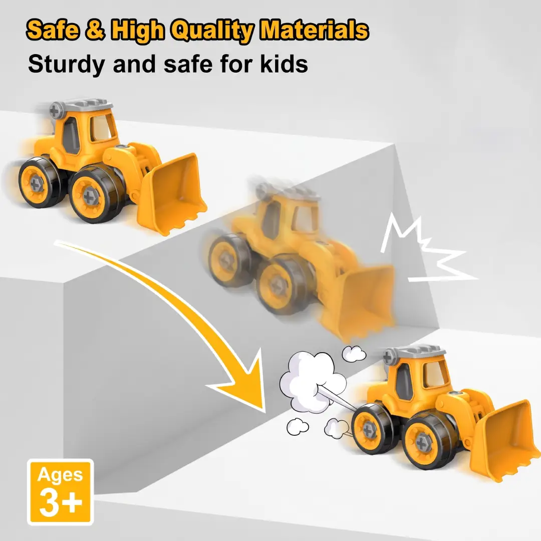 6-in-1 Take Apart Construction Truck Set with Electric Drill – STEM Building Toy for Kids image 4