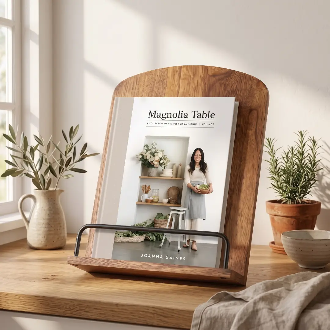 Solid Wood Cookbook Stand for Kitchen Counter and Tablet image 2